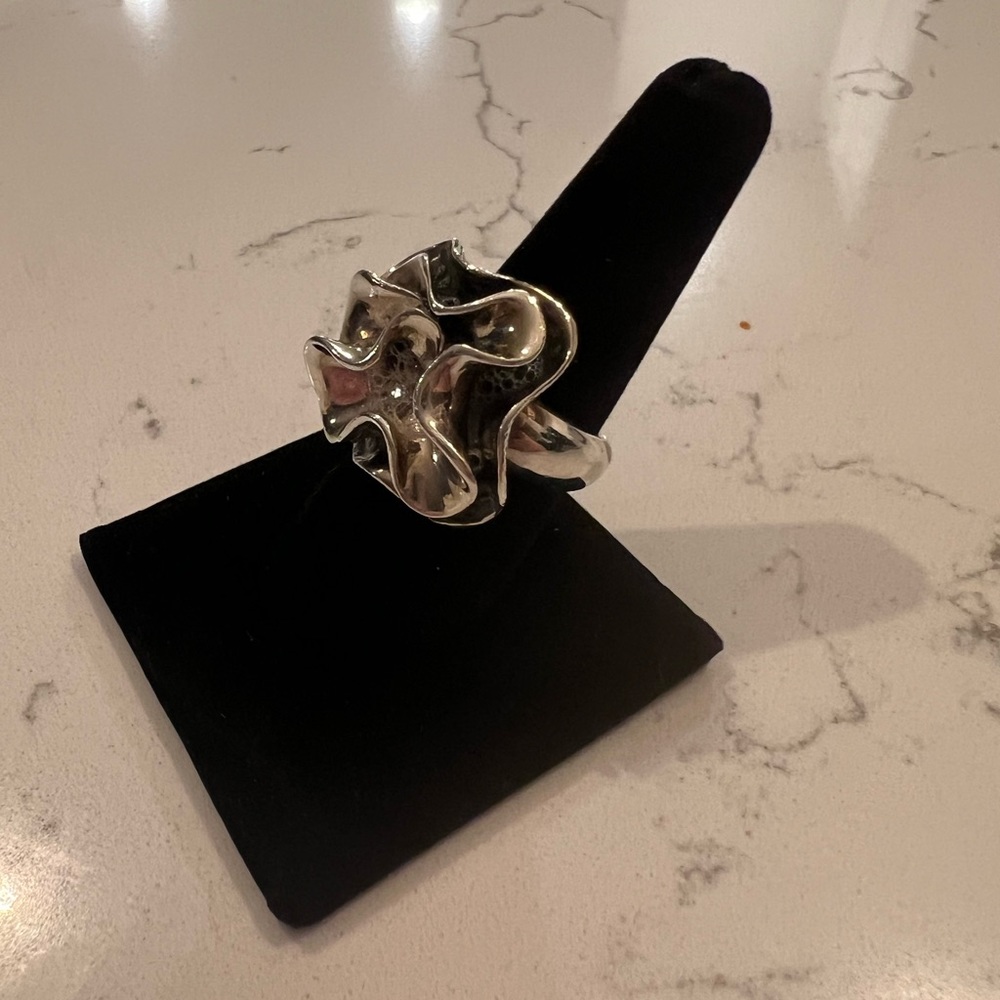 Vintage Designer Silpada Modernist Flower Sterling Silver Ring - Size 8 - Picture 3 of 5